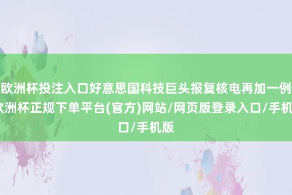 欧洲杯投注入口好意思国科技巨头报复核电再加一例-欧洲杯正规下单平台(官方)网站/网页版登录入口/手机版