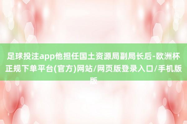 足球投注app他担任国土资源局副局长后-欧洲杯正规下单平台(官方)网站/网页版登录入口/手机版