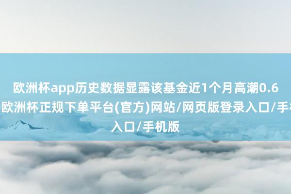 欧洲杯app历史数据显露该基金近1个月高潮0.67%-欧洲杯正规下单平台(官方)网站/网页版登录入口/手机版