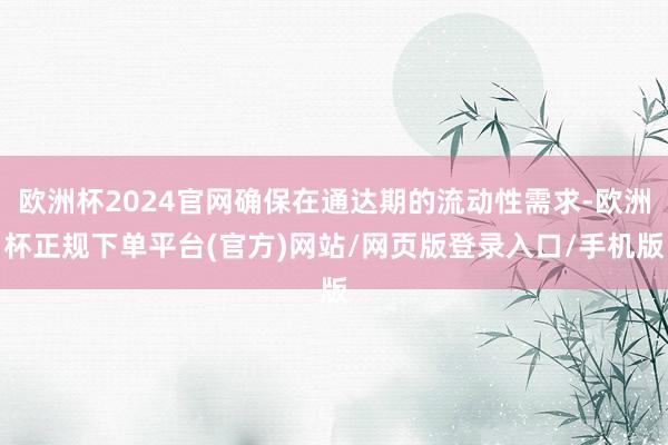 欧洲杯2024官网确保在通达期的流动性需求-欧洲杯正规下单平台(官方)网站/网页版登录入口/手机版