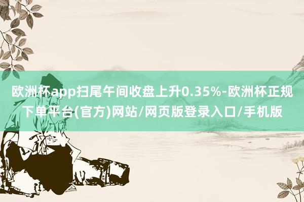 欧洲杯app扫尾午间收盘上升0.35%-欧洲杯正规下单平台(官方)网站/网页版登录入口/手机版