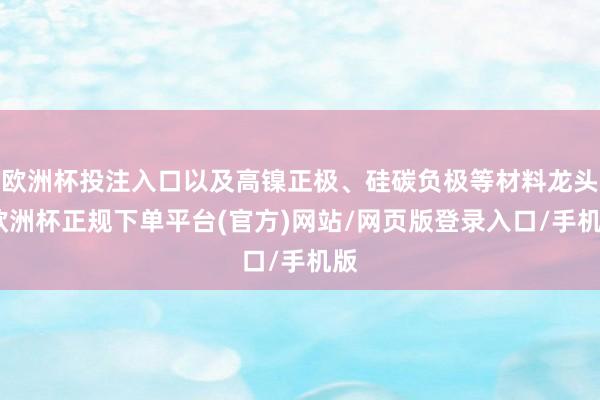 欧洲杯投注入口以及高镍正极、硅碳负极等材料龙头-欧洲杯正规下单平台(官方)网站/网页版登录入口/手机版