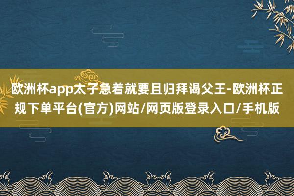 欧洲杯app太子急着就要且归拜谒父王-欧洲杯正规下单平台(官方)网站/网页版登录入口/手机版