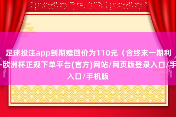 足球投注app到期赎回价为110元（含终末一期利息）-欧洲杯正规下单平台(官方)网站/网页版登录入口/手机版