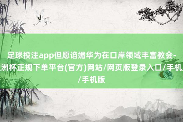 足球投注app但愿谄媚华为在口岸领域丰富教会-欧洲杯正规下单平台(官方)网站/网页版登录入口/手机版