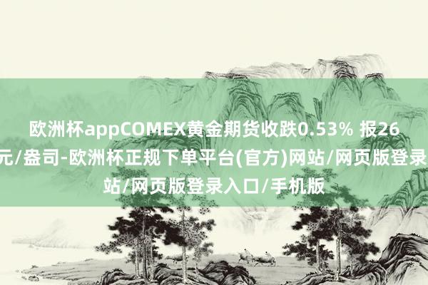 欧洲杯appCOMEX黄金期货收跌0.53% 报2680.8好意思元/盎司-欧洲杯正规下单平台(官方)网站/网页版登录入口/手机版